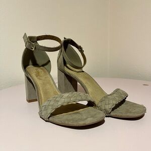 Gray Block Heel Sandals